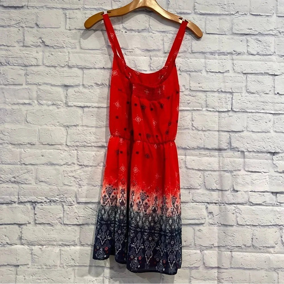 Rewind Red Sleeveless‎ Batik Smocked Mini Dress - Picture 2 of 8
